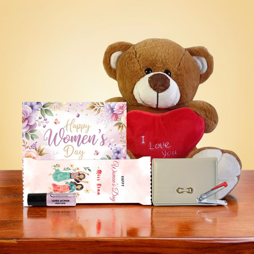 Women's Day Gift Combo with Teddy & Wallet