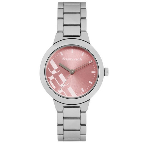 Fastrack Metal Case Pink Dial Analog Watch for Women (6150SM04)