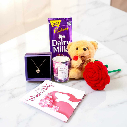 Women’s Day Heartfelt Elegance Hamper With Teddy & Sweets SK-1949
