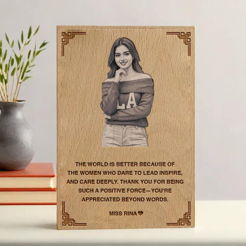 Personalized Large Wooden Plaque Board with Photo & Message Engraved