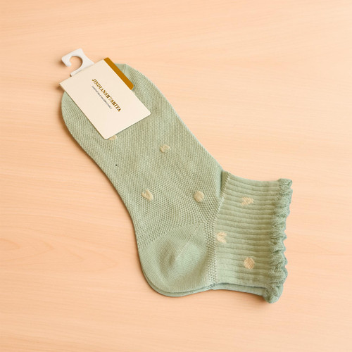 Comfortable & Breathable Sea Green and White Dots Ladies Socks