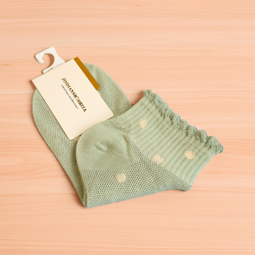 Comfortable & Breathable Sea Green and White Dots Ladies Socks