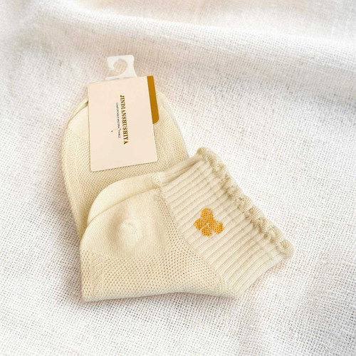White Ladies Net Socks with Yellow Flower 6976002320009Yellow