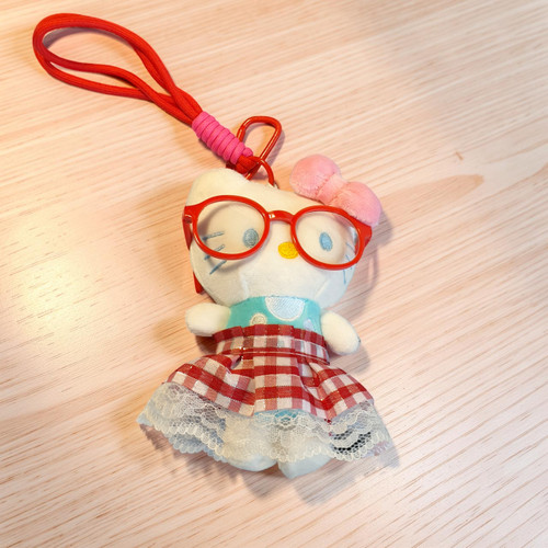 Cute Hello Kitty Keychain with Hanging Strap & Glass Design 5.5" VT-1369