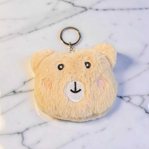 Cute Light Brown Bear Face Keyring 3.5-Inch VT-1382