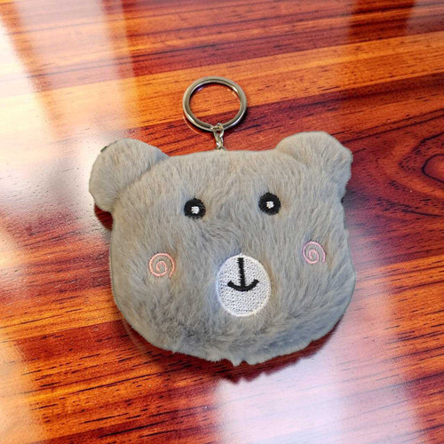 Emoji Teddy Bear Face Grey Keychain 3.5- Inch VT-1385