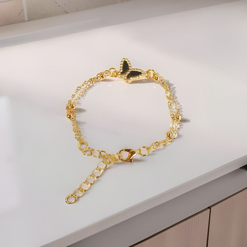 Elegant Gold-Tone Butterfly Charm Bracelet – Color May Vary