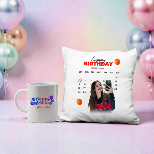 Personalized Birthday Cushion & Mug Gift Set with Photo & Name SK-1973