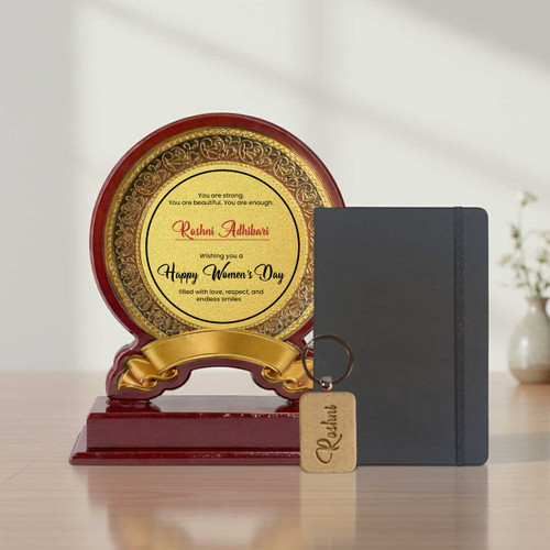Personalised Women’s Day Appreciation Set: Name Keyring & Award Plaque SK-1975