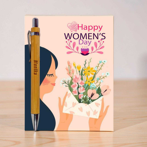 Personalized Women’s Day Appreciation Gift – Bamboo Pen & Card Set SPM-706