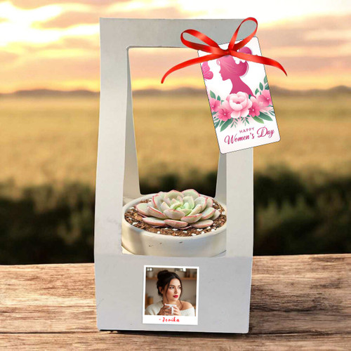 Personalized Women’s Day Succulent Plant Pot with Holder – Appreciation Gift