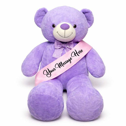 47-Inch Purple Teddy Bear with Personalized Pink Sash SK-2043