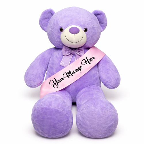 47-Inch Purple Teddy Bear with Personalized Pink Sash