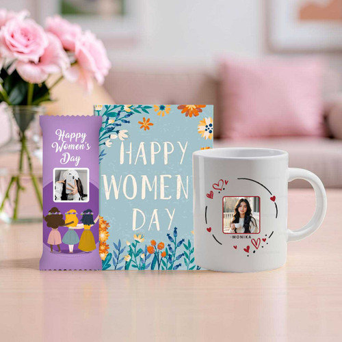 Women’s Day Personalized Photo Mug & Chocolate Gift Set SPM-718