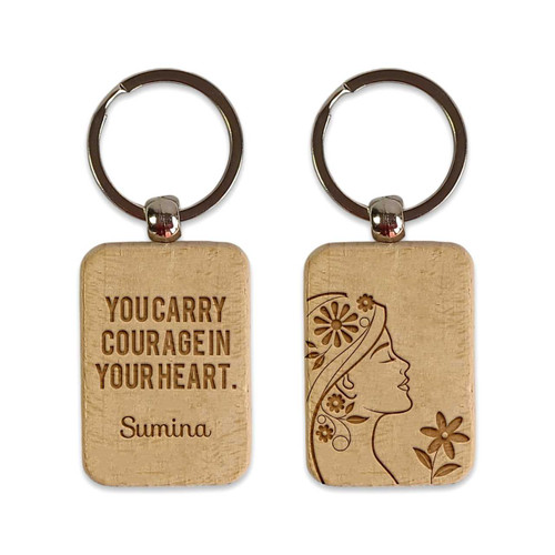 Laser-Engraved Wooden Keyring with Recipient Name SK-2055