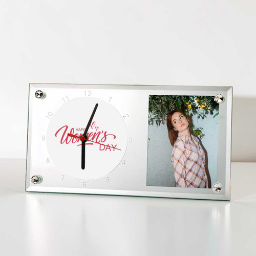 Personalized Women’s Day Glass Clock with Photo SK-2063