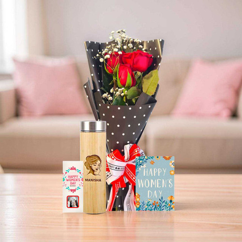 Personalized Women’s Day Gift Set with Rose Bouquet SK-2066