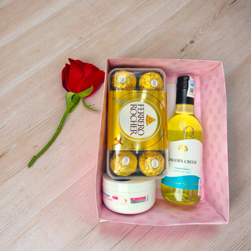 Mini White Wine, Chocolate & Care Gift Box BPL-1071