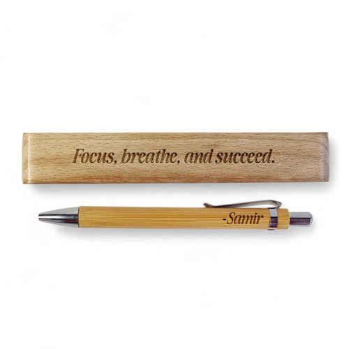Name Engraved Bamboo Pen Holder with Inspirational Message dk-6