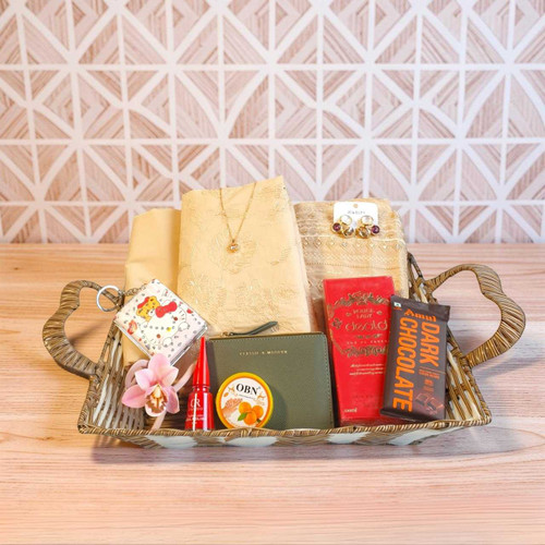 Unstitched Kurta Gift Set with Perfume, Accessories & Chocolate JNK-6744