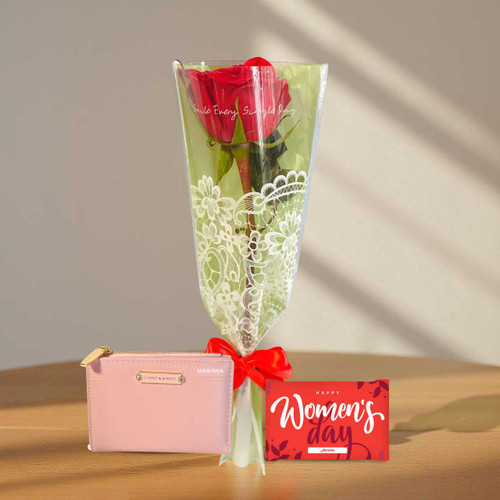 Classic Wallet & Fresh Rose Gift Set For Women BPL-1094