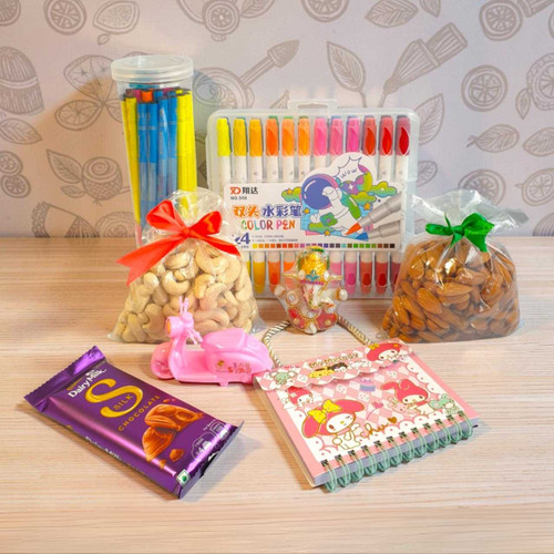 Creative Gift Set with Notepad, Color Pens, Dry Nuts & Ganesh Statue JNK-6749