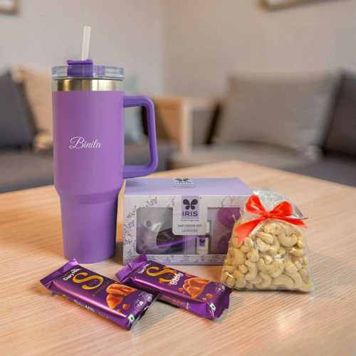 Personalized Tumbler, Snacks & Aromatic Gift Set BPL-1109