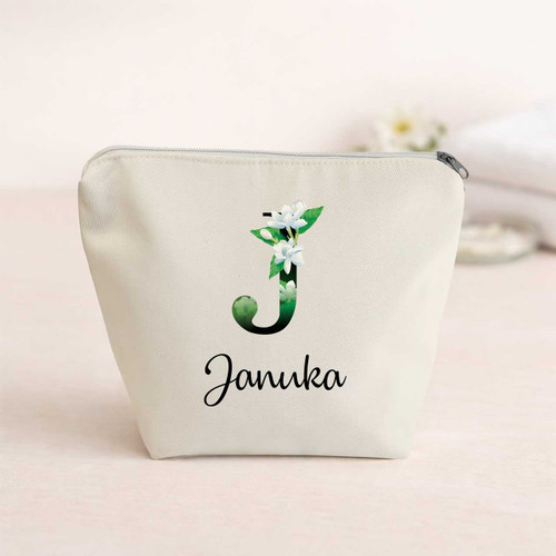 Floral Initial J Custom Organizer Pouch DKG-64