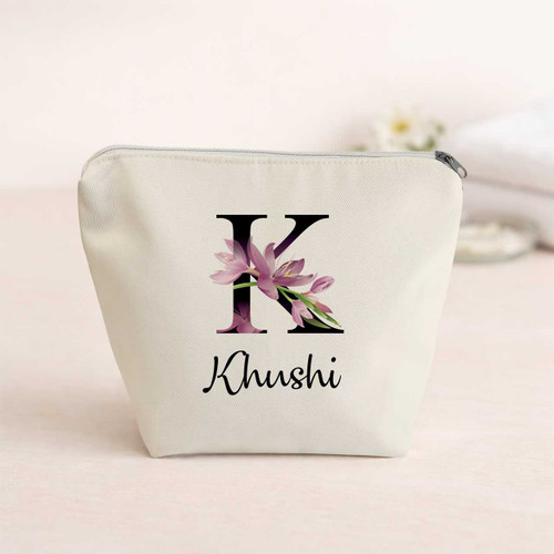 Personalized Floral Initial K Organizer Pouch DKG-65