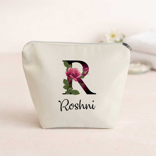 Personalized Floral R Alphabet Organizer Pouch DKG-72
