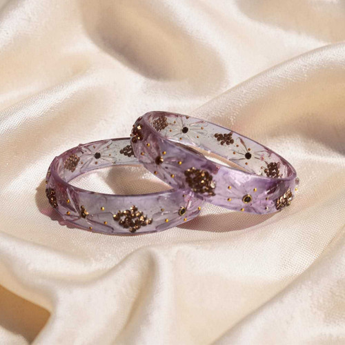 Set Of 2 Premium Lavender Kada Bangles with Stones – Medium (2-4) SRW-9026A