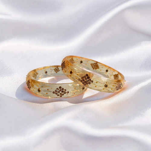 Set of 2 Large Cream Stone Bangles – Size 2-6