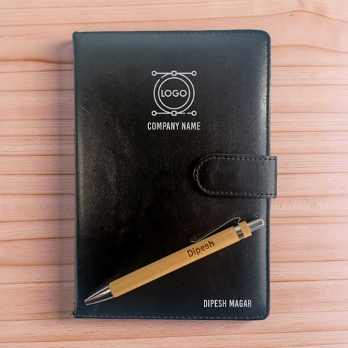 Personalized Diary & Bamboo Pen Gift Set with Name Print DKG-105