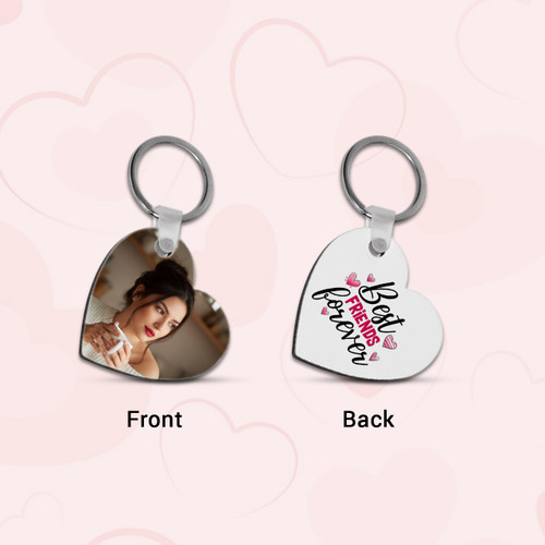 Personalized Best Friend Forever Heart Keychain with Photo