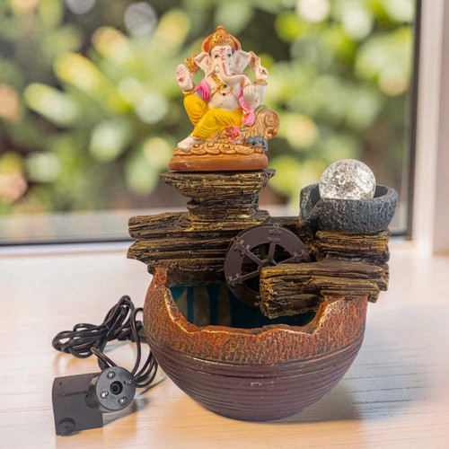 Ganesh Water Fountain Statue with LED Lights SP-10780
