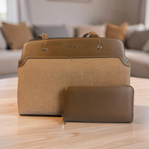 Chrisbella Stylish Khaki Color Side Bag with Purse