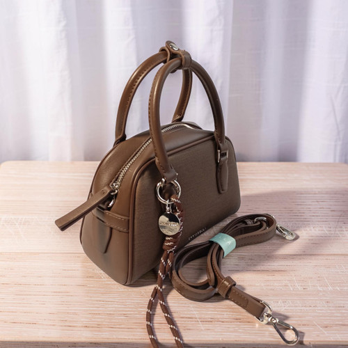 Chrisbella Coffee Color Handbag with Adjustable Crossbody Strap