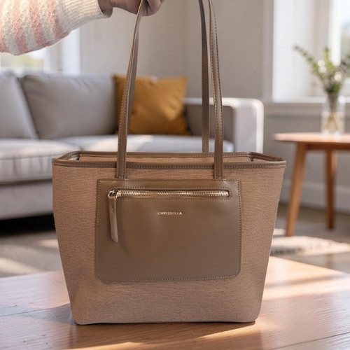 Chrisbella Stylish Brown Side Bag with Zipper Pocket