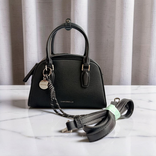 Chrisbella Black Color Handbag with Adjustable Crossbody Strap