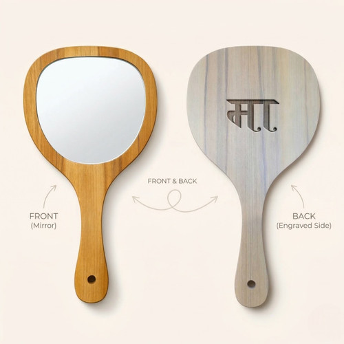 Personalized मा Engraved Wooden Hand Mirror