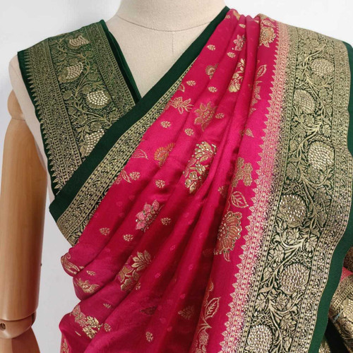 Green & Rani Pink Banglori Silk Saree SR-1400
