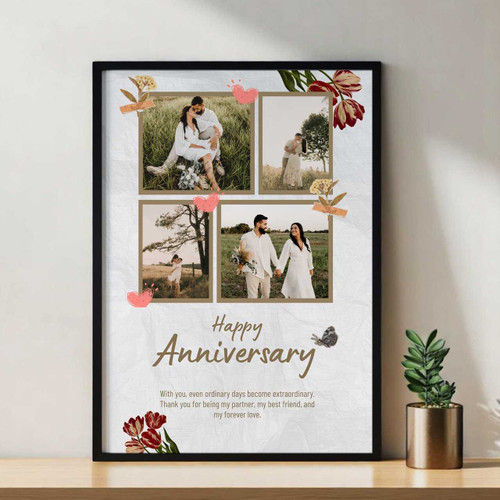 Personalized Happy Anniversary Frame with 4 Custom Photos DKG-198
