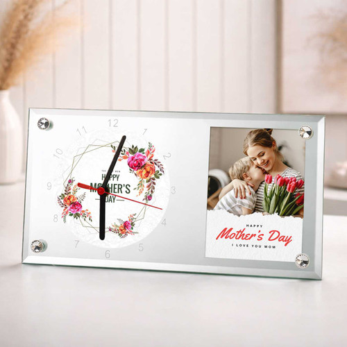 Personalized Mother’s Day Glass Clock with Photo & Message DKG-221