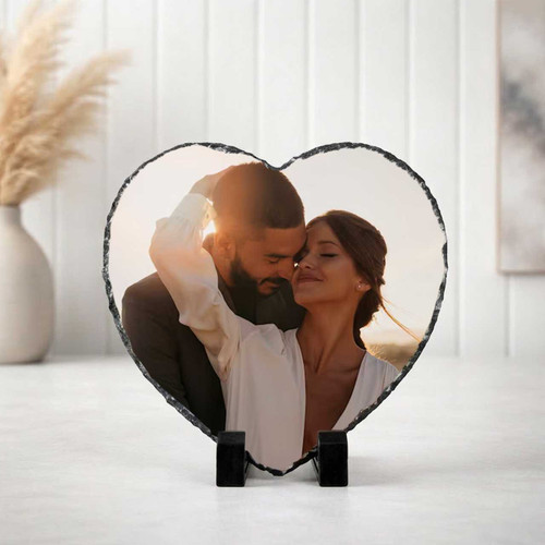 Heart Rock Slate Frame with Customized Photo DKG-228