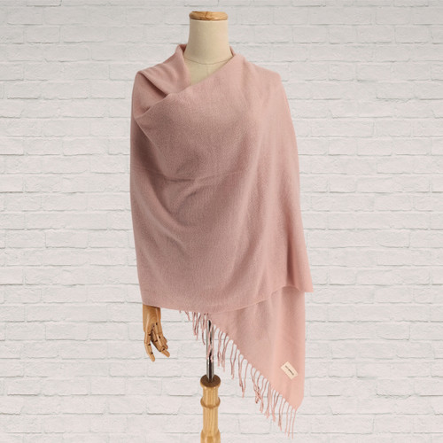 Light Pink Plain Woolen Shawl