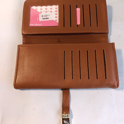 Fashion-Forward Brown Bi-Fold Purse for Ladies
