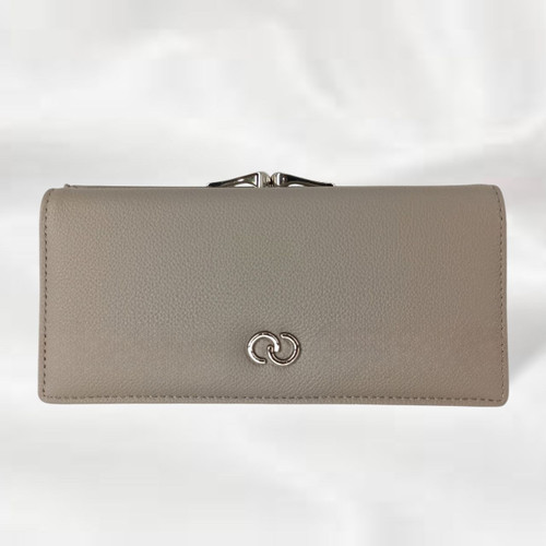 Classic Gray Bi-Fold Purse with Multiple Compartments for Women