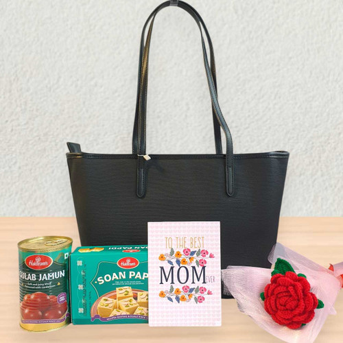 Mom Gift with Chrisbella Bag, Sweets & Crochet Rose JNK-6807