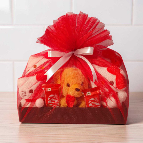 Hello Kitty & Teddy Keychain Gift Set with KitKat – Cute Gift Box Combo DKG-262