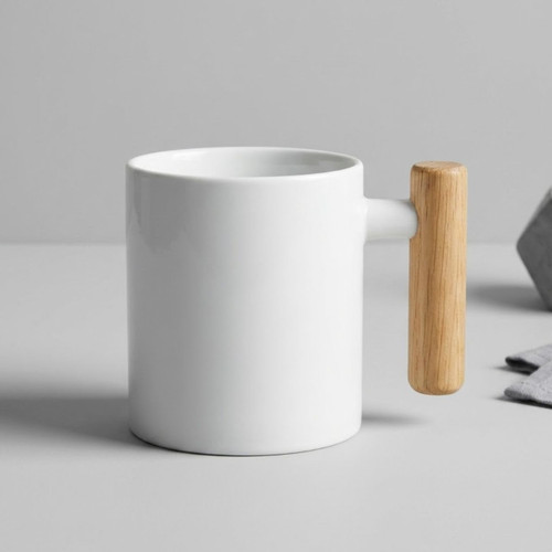 Custom Ceramic Mug With Wood Handle